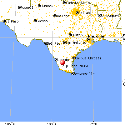 Hebbronville, TX (78361) map from a distance