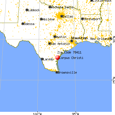 Corpus Christi, TX (78411) map from a distance