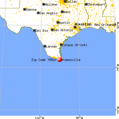 Brownsville, TX (78520) map from a distance