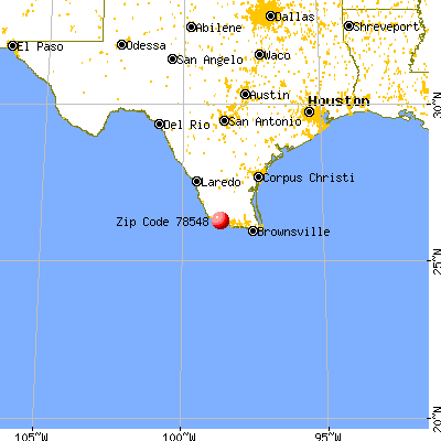 La Grulla, TX (78548) map from a distance