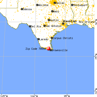 La Feria, TX (78559) map from a distance