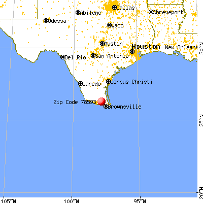 Yznaga, TX (78593) map from a distance