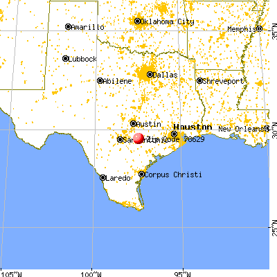 Gonzales, TX (78629) map from a distance