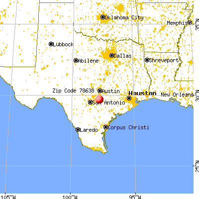 Kingsbury, TX (78638) map from a distance