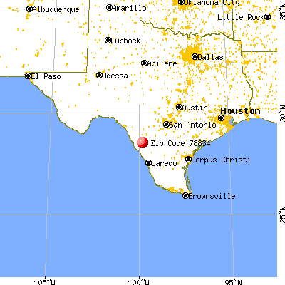 Carrizo Springs, TX (78834) map from a distance