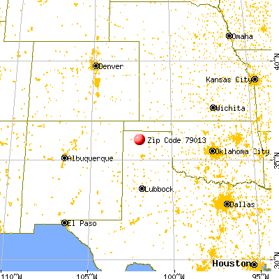 Cactus, TX (79013) map from a distance