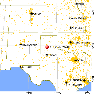 Happy, TX (79042) map from a distance