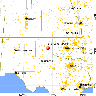 Lefors, TX (79054) map from a distance