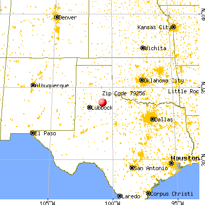 Roaring Springs, TX (79256) map from a distance