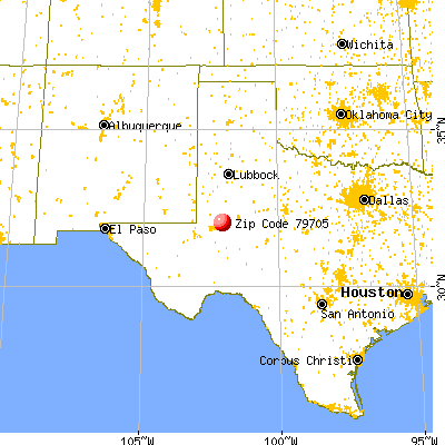 Midland, TX (79705) map from a distance