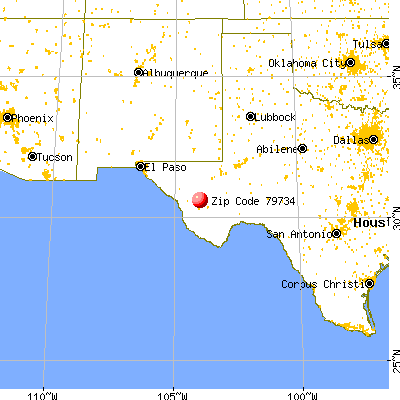 Fort Davis, TX (79734) map from a distance