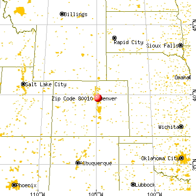 Aurora, CO (80010) map from a distance