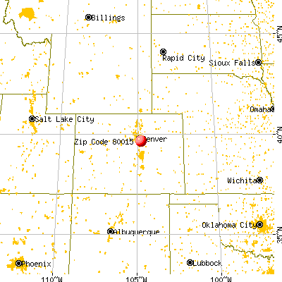 Centennial, CO (80015) map from a distance