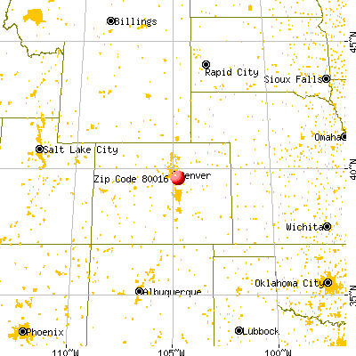 Aurora, CO (80016) map from a distance