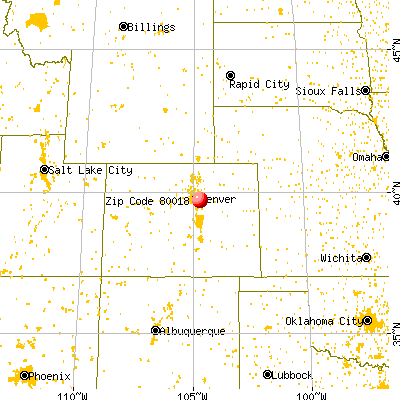 Aurora, CO (80018) map from a distance