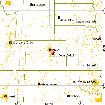 Kiowa, CO (80117) map from a distance
