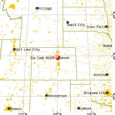 Denver, CO (80205) map from a distance