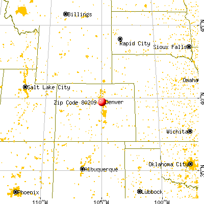 Denver, CO (80209) map from a distance