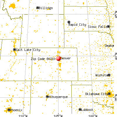 Denver, CO (80210) map from a distance