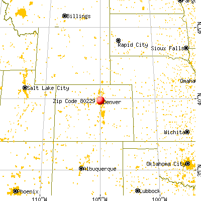 Thornton, CO (80229) map from a distance