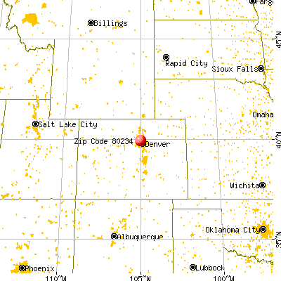 Westminster, CO (80234) map from a distance