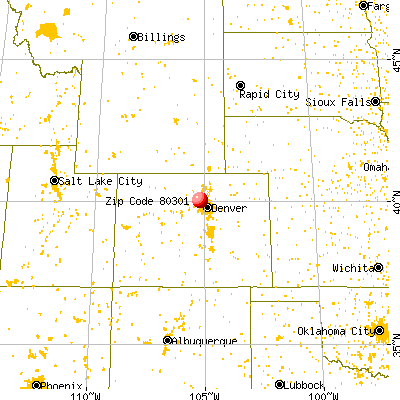 Boulder, CO (80301) map from a distance