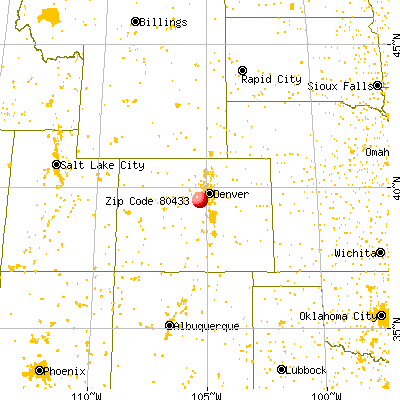 Aspen Park, CO (80433) map from a distance