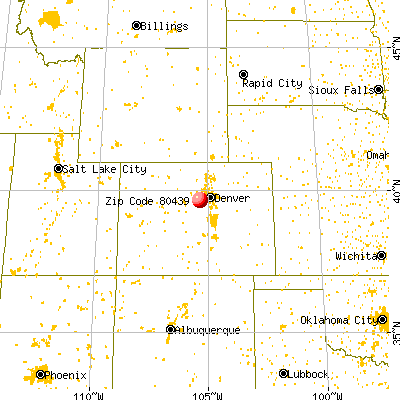 Evergreen, CO (80439) map from a distance