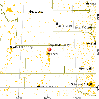 Evans, CO (80620) map from a distance