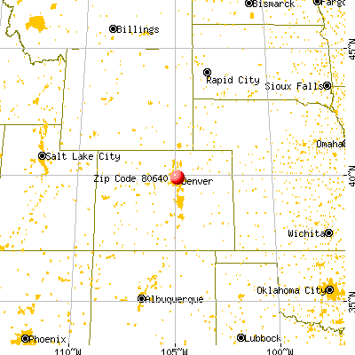 Commerce City, CO (80640) map from a distance