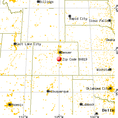 Cascade-Chipita Park, CO (80819) map from a distance