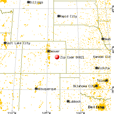 Hugo, CO (80821) map from a distance