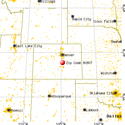 Colorado Springs, CO (80907) map from a distance