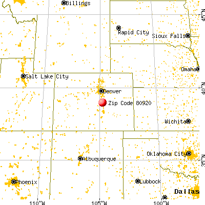 Colorado Springs, CO (80920) map from a distance