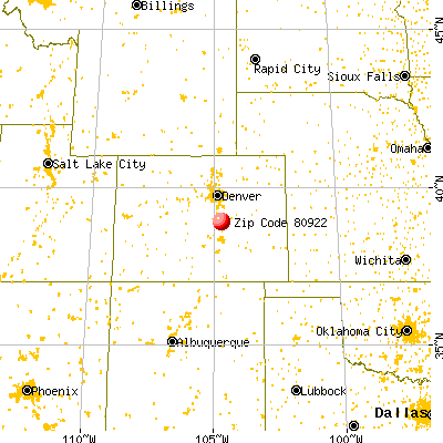 Colorado Springs, CO (80922) map from a distance