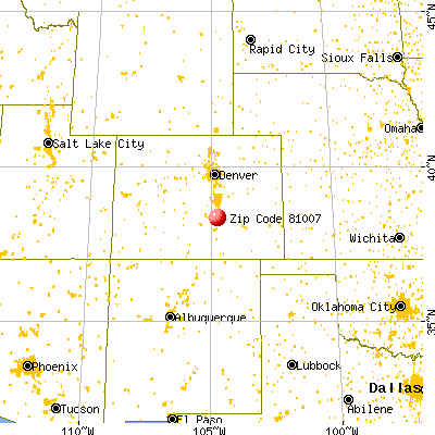 Pueblo West, CO (81007) map from a distance