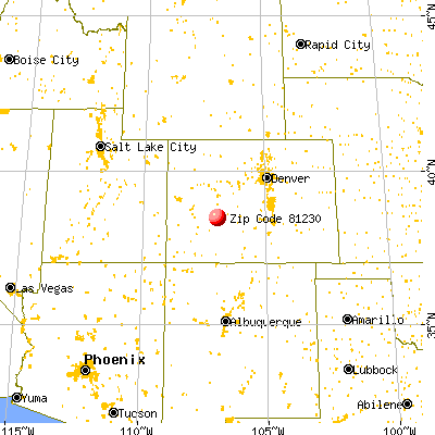 Gunnison, CO (81230) map from a distance