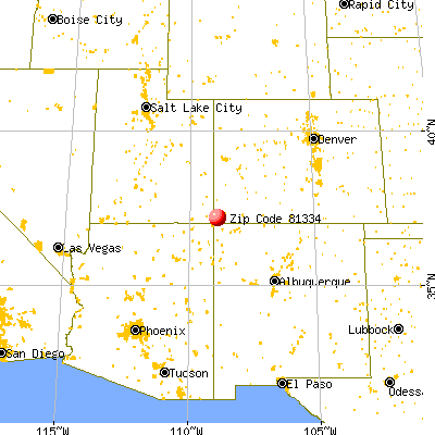 Towaoc, CO (81334) map from a distance