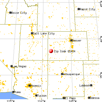 Nucla, CO (81424) map from a distance