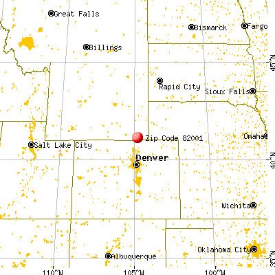 Cheyenne, WY (82001) map from a distance