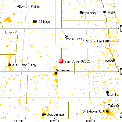 Pine Bluffs, WY (82082) map from a distance