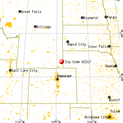 Hawk Springs, WY (82217) map from a distance