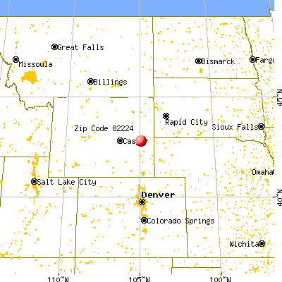 Lance Creek, WY (82224) map from a distance