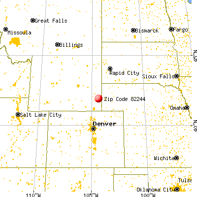 Hawk Springs, WY (82244) map from a distance