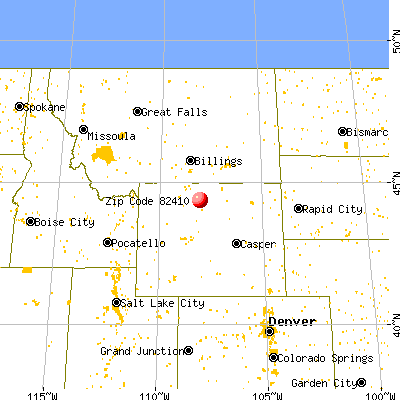 Basin, WY (82410) map from a distance