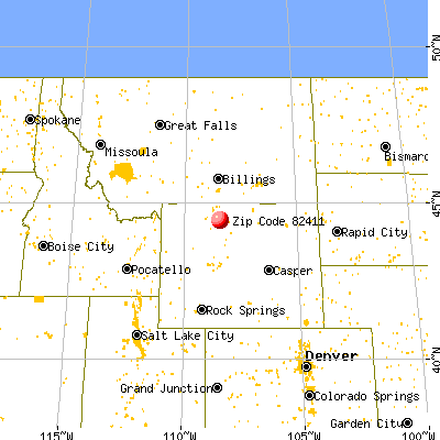 Burlington, WY (82411) map from a distance