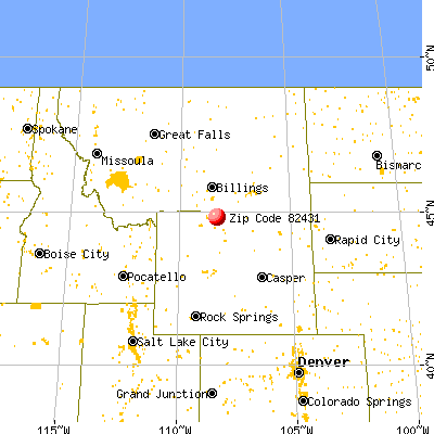 Lovell, WY (82431) map from a distance