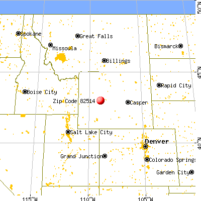 Fort Washakie, WY (82514) map from a distance