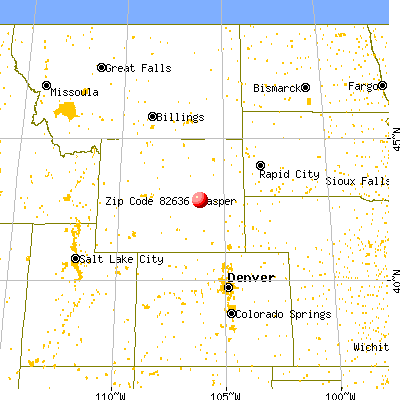 Evansville, WY (82636) map from a distance