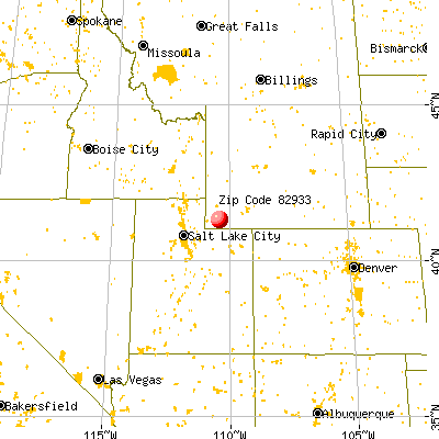 Fort Bridger, WY (82933) map from a distance